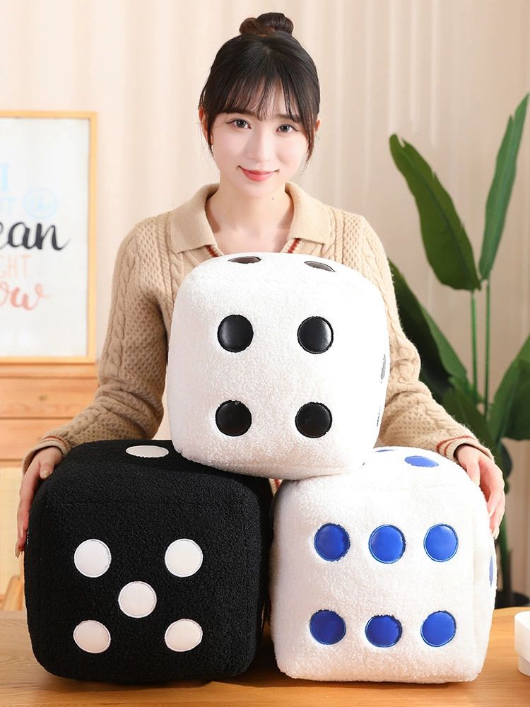 대형 주사위 쿠션 야유회 마켓그리드 시뮬레이션 등받이 블랙화이트점 25cm 중형 베개 - 상품 이미지