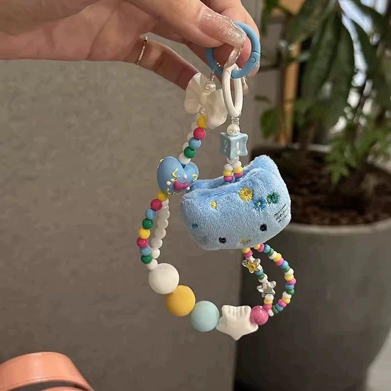 헬로 키티 열쇠고리 키링 키홀다 하트 리본 구슬 체인 펜던트 백팩 가방 소품 장식 귀여운 - 상세 이미지 2