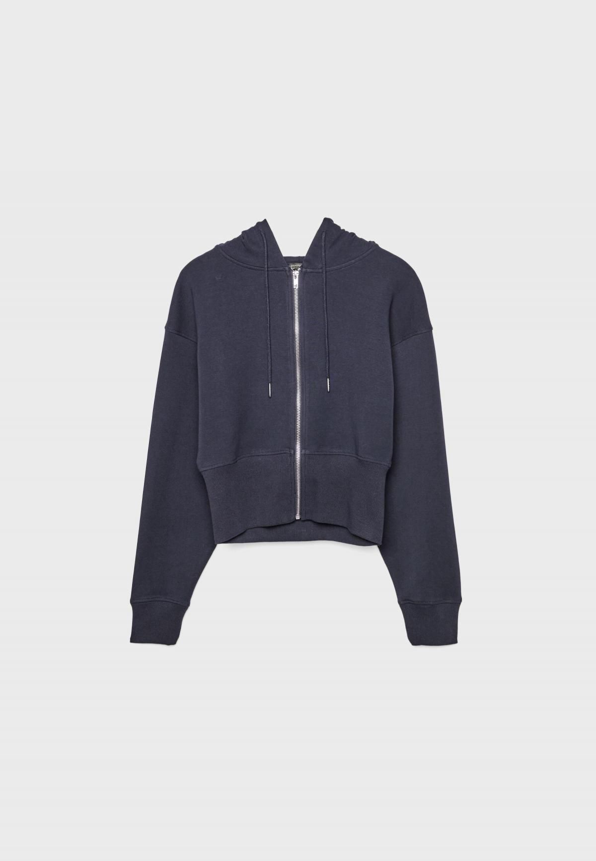 스트라디바리우스 네이비 크롭 집업 후드 스웨트셔츠 6541/393 DARK BLUE - 상품 이미지