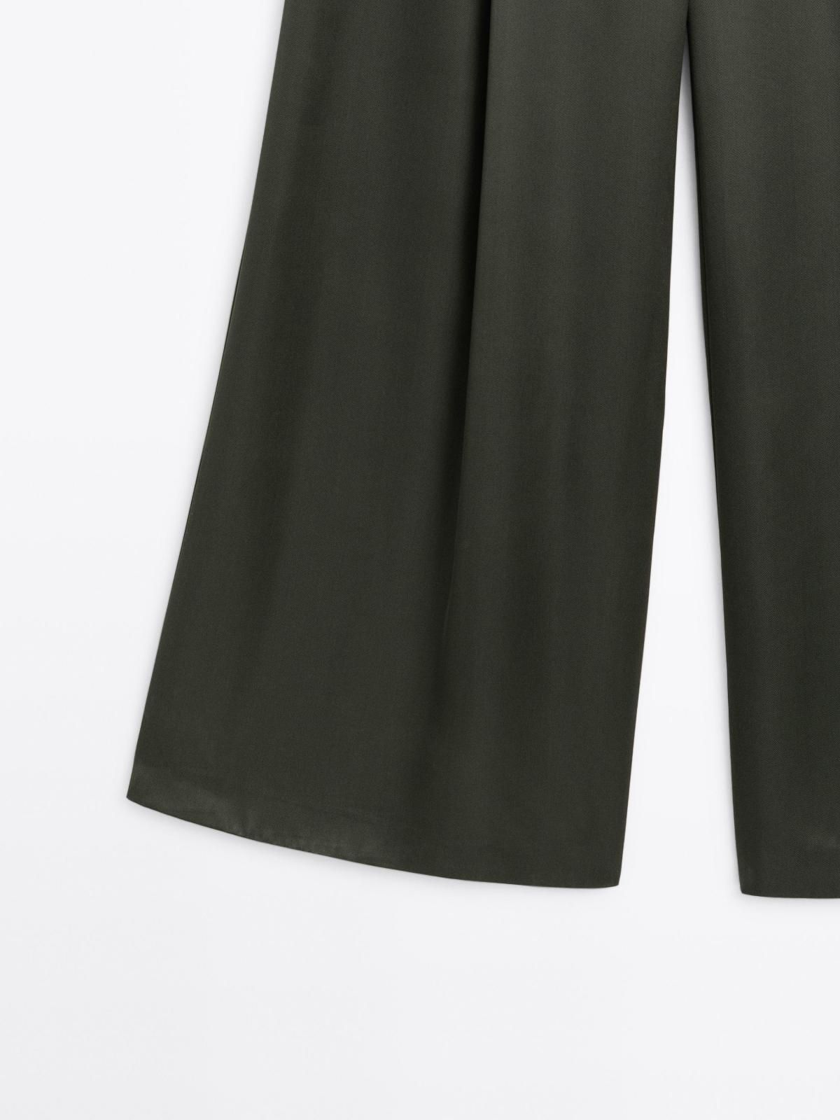 마시모두띠 새틴 테크니컬 와이드 팬츠 9174/952 DARK GREEN - 상세 이미지 5