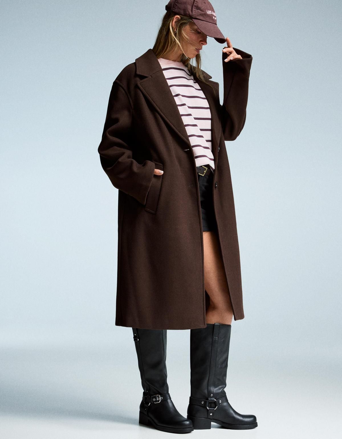 버쉬카 브라운 미니멀 소프트 롱 코트 1688/741 BROWN - 상세 이미지 3