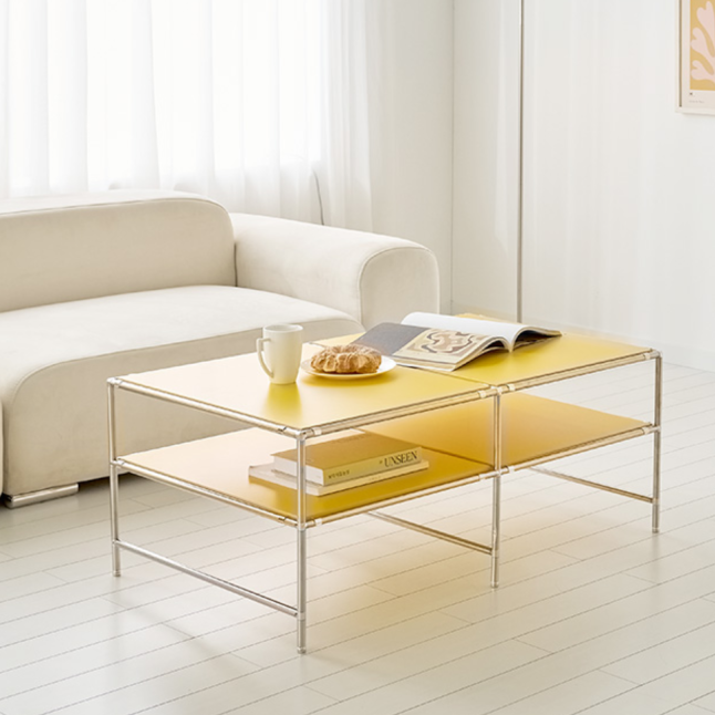 미드센츄리 거실테이블 쇼파탁자 2단 모듈 소파탁자 1000