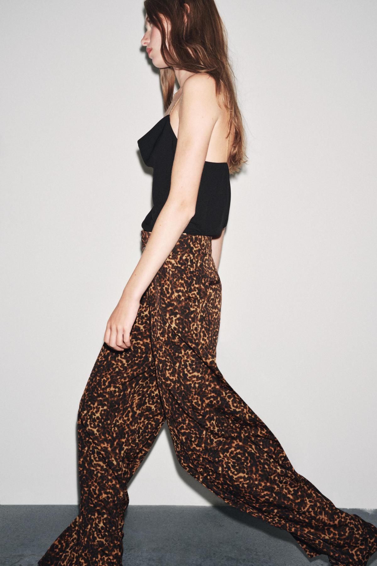 자라 애니멀프린트 와이드 팔라초 팬츠 8743/148 LEOPARD - 상세 이미지 3