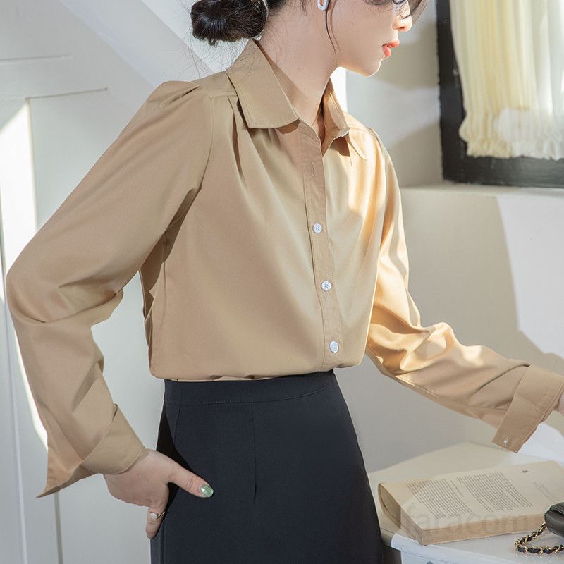 여성 긴팔 셔츠 가을 데일리 코튼 소재 통근용 캐주얼 스타일 흰색 상의 모던한 디자인 편안한 착용감 실용적인 여성용 셔츠 - 상세 이미지 4