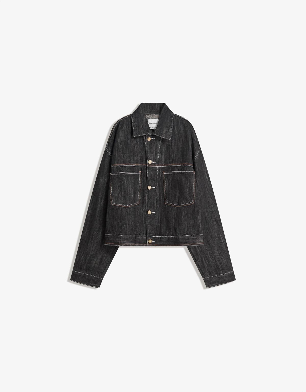 버쉬카 테크니컬 자카드 데님 트러커 재킷 1135/156 BLACK - 상세 이미지 3