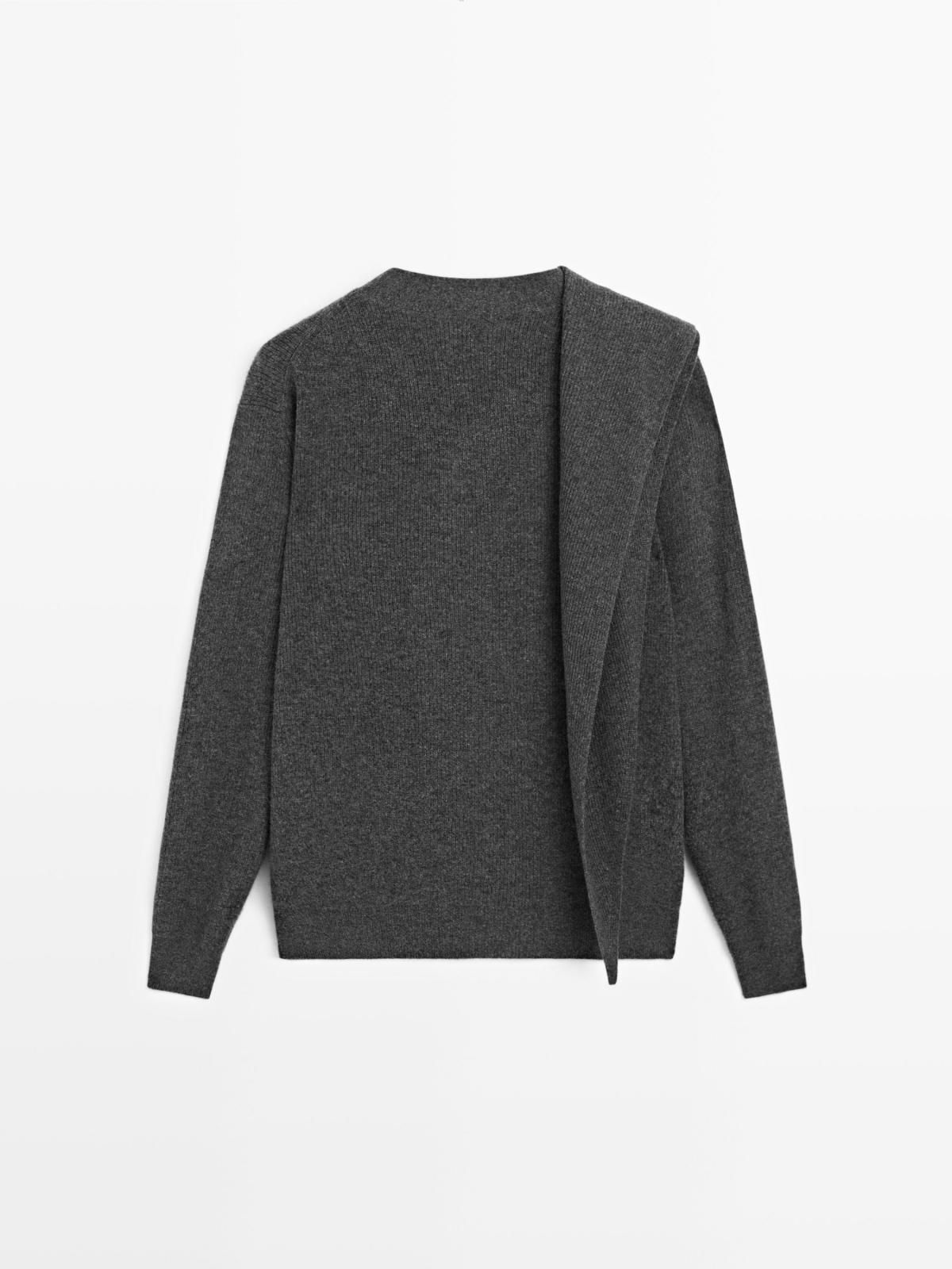마시모두띠 프리미엄 울 브이넥 스카프 가디건 5767/503 MEDIUM GREY - 상세 이미지 2