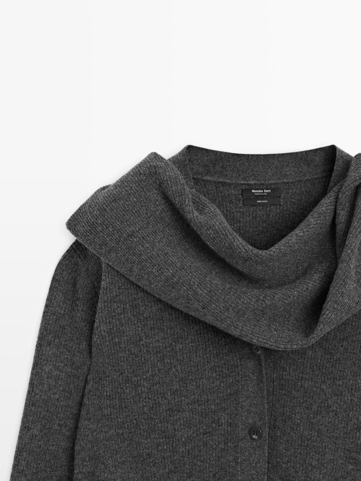 마시모두띠 프리미엄 울 브이넥 스카프 가디건 5767/503 MEDIUM GREY - 상세 이미지 5