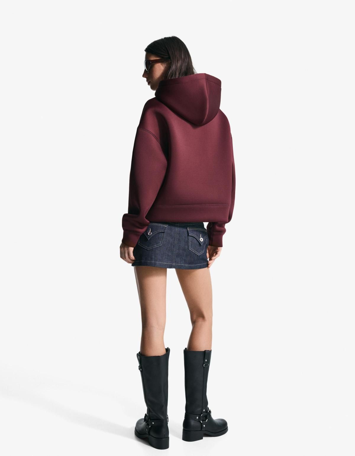 버쉬카 오버사이즈 네오프렌 테크니컬 집업 후드티 6973/714 BURGUNDY - 상세 이미지 4