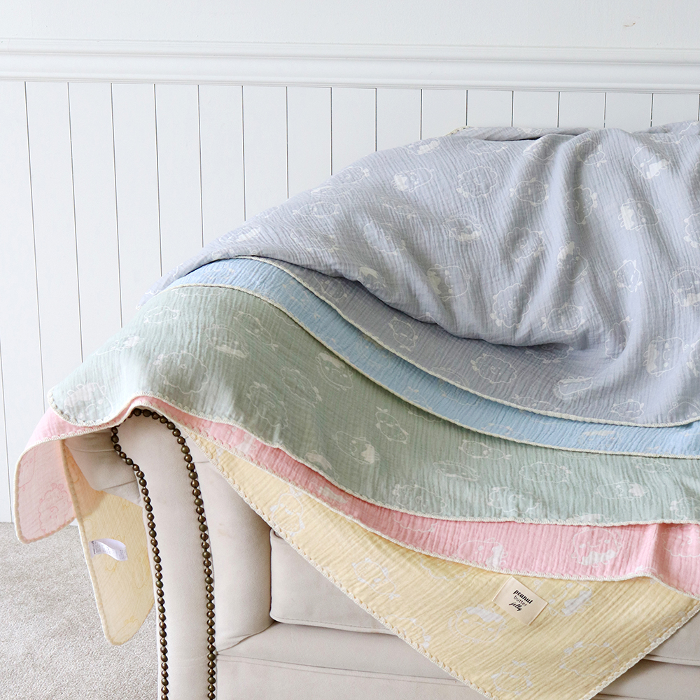 피넛버터젤리 캐릭터 모달 아기 거즈 블랭킷 애착이불 낮잠이불 유모차 유아 담요 M