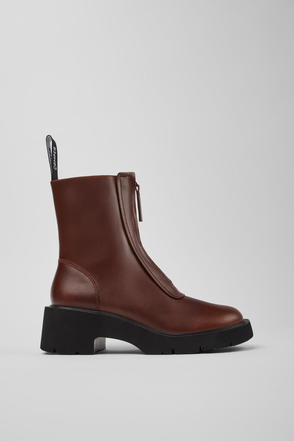 캠퍼 청키 브라운 레더 미들부츠 Milah K400776-007 BROWN - 상품 이미지