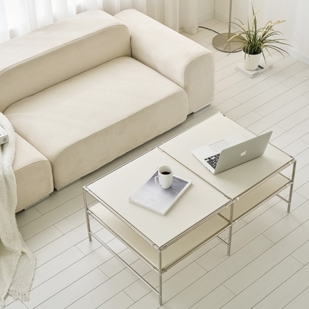 미드센츄리 거실테이블 쇼파탁자 2단 모듈 소파탁자 1000