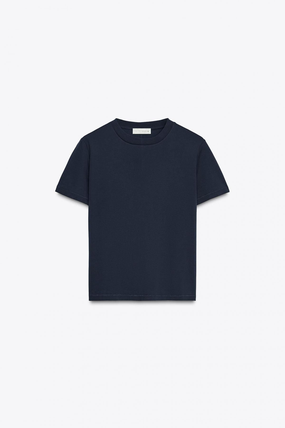 자라 네이비 머서라이즈 코튼 반팔 티셔츠 3641/701 NAVY BLUE - 메인 이미지