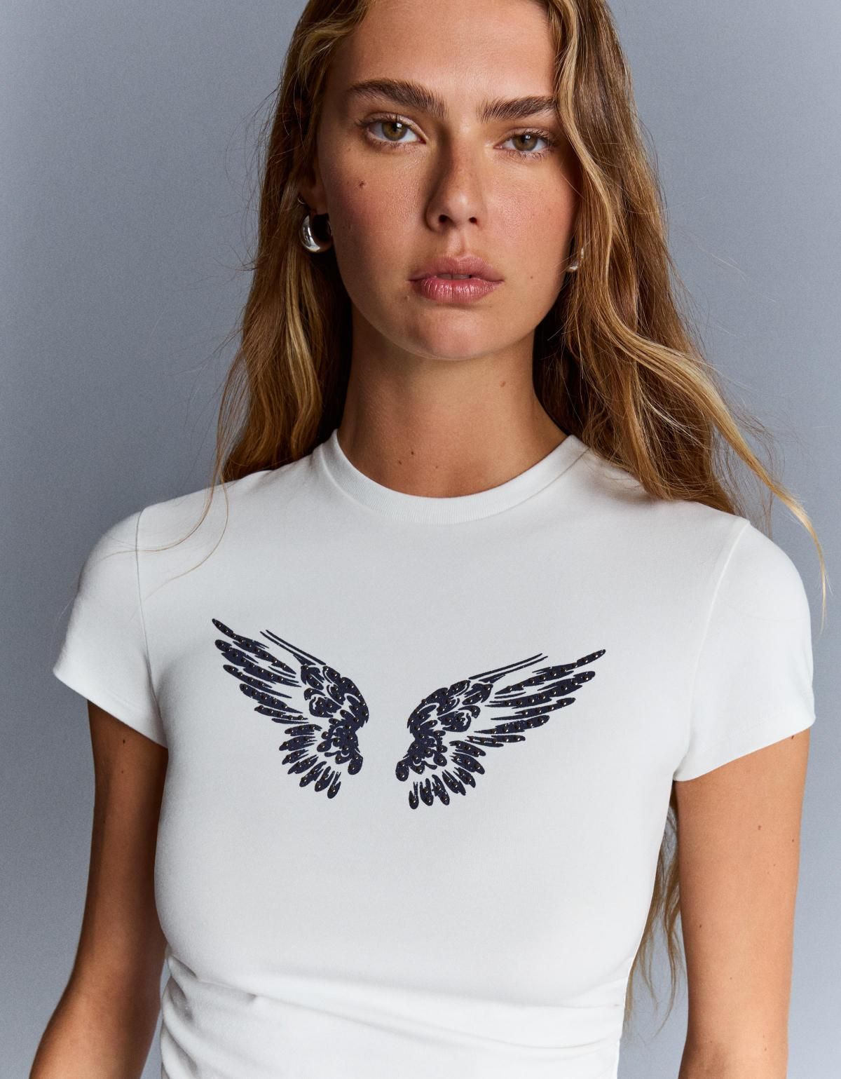 버쉬카 스터드 프린트 유니크 반팔 티셔츠 7823/360 OFF WHITE - 상세 이미지 5
