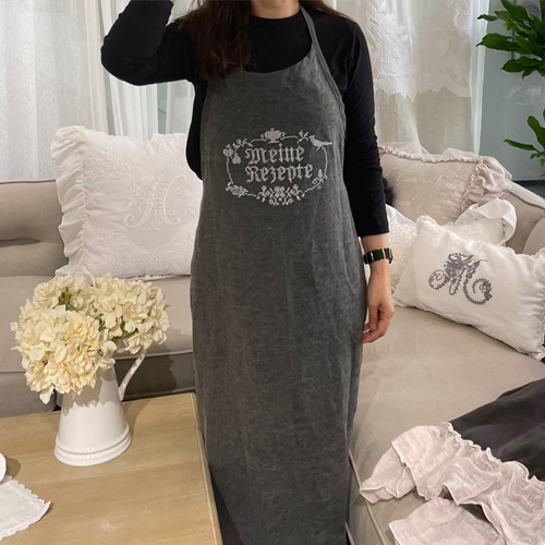 차콜 레터링 롱 앞치마 북유럽스타일 - 메인 이미지