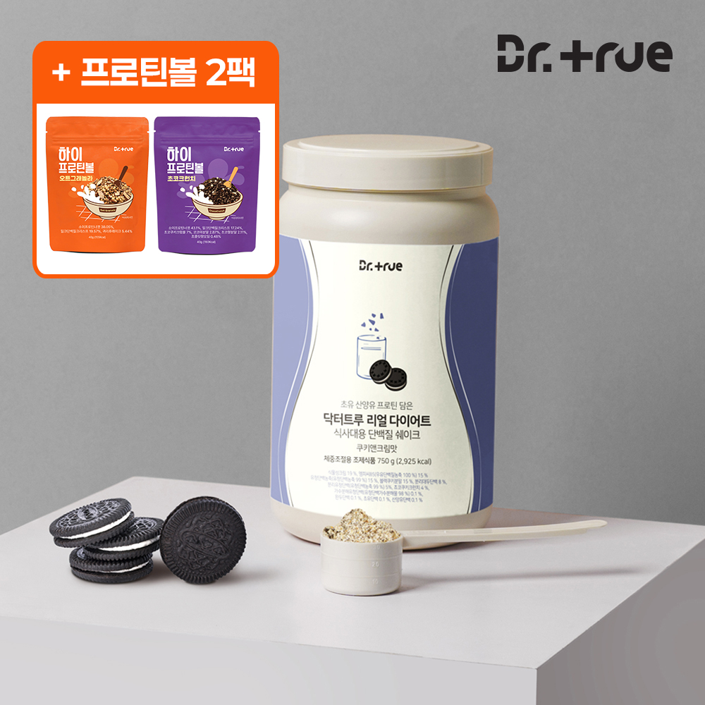 닥터트루 다이어트 식사대용 산양유 초유 단백질 쉐이크 보충제 쿠키앤크림맛, 750g, 1개