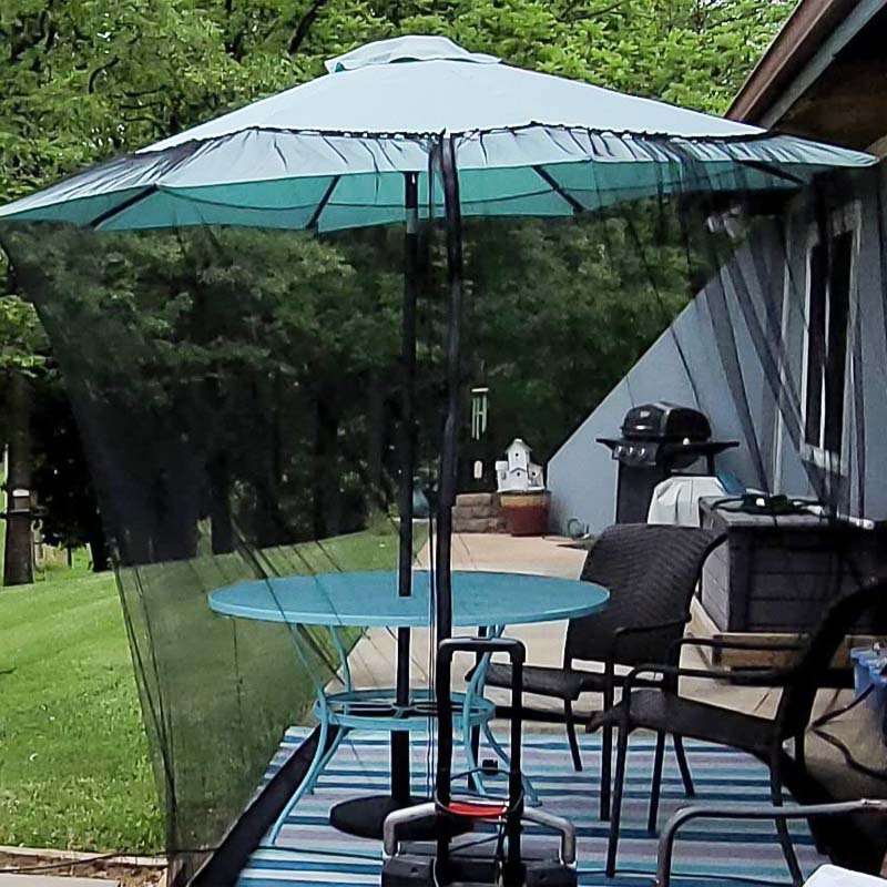 휴대용 파라솔 침대모기장 모기장텐트 폴딩모기장 야외모기장 블랙 원형 직봉 우산 300x230cm 지퍼