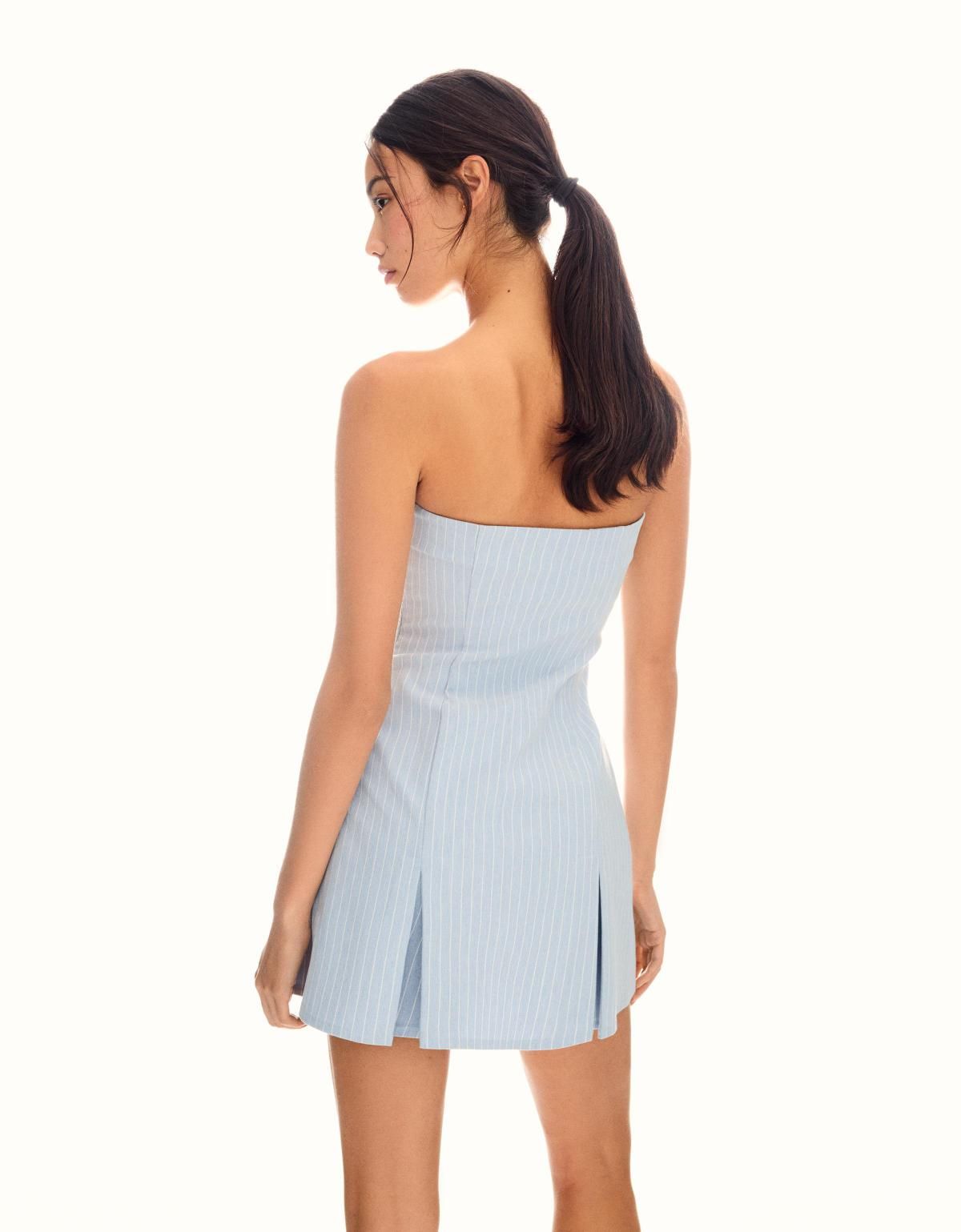 버쉬카 스트라이프 튜브탑 벨트 미니 원피스 5851/710 LIGHT BLUE - 상세 이미지 4