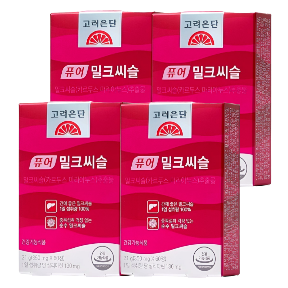 고려은단 밀크씨슬 퓨어 밀크시슬 간에좋은양양제 60정X4박스