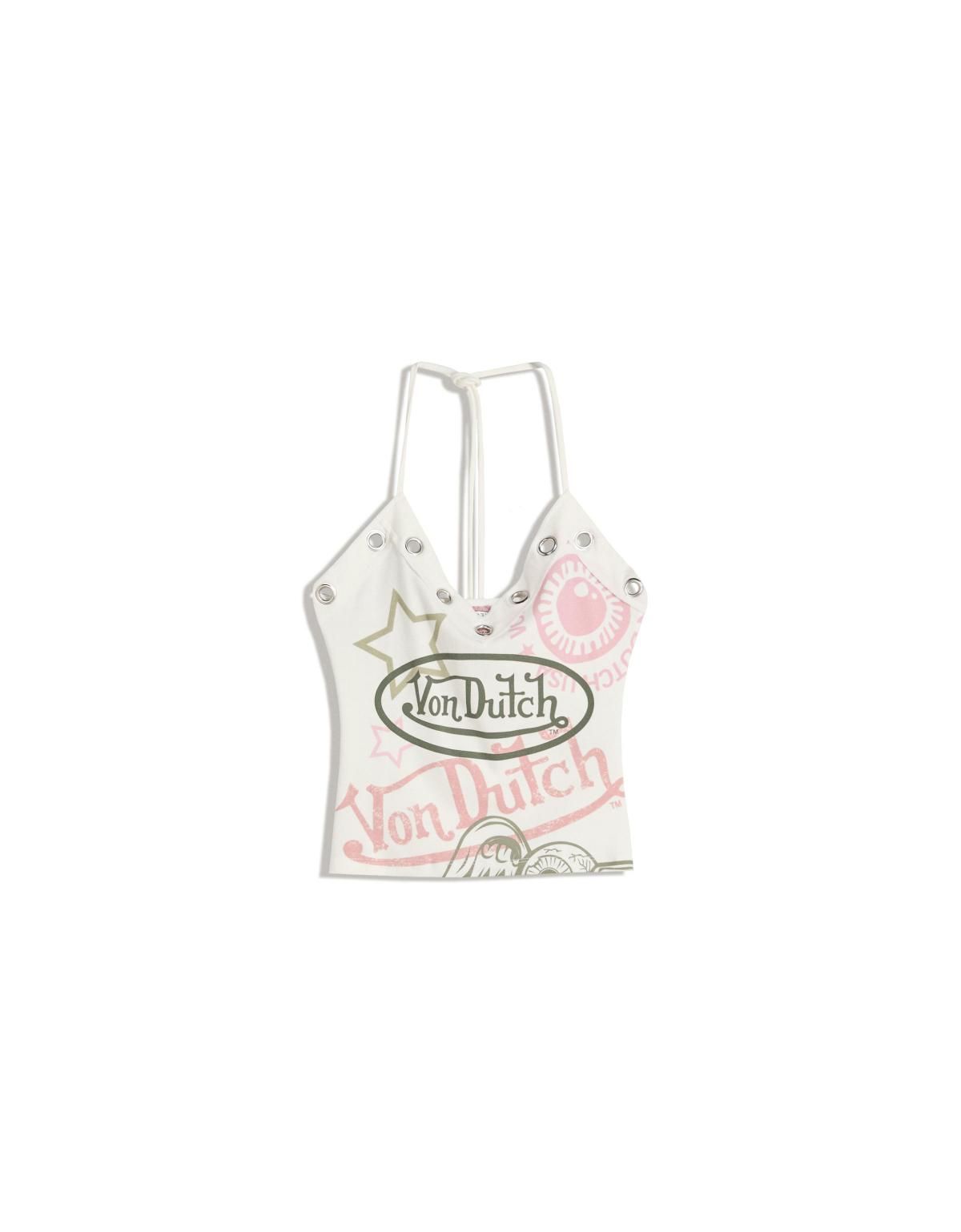 버쉬카 본더치 그래픽 아일렛 홀터넥 민소매 탑 8901/210 OFF WHITE - 상세 이미지 3
