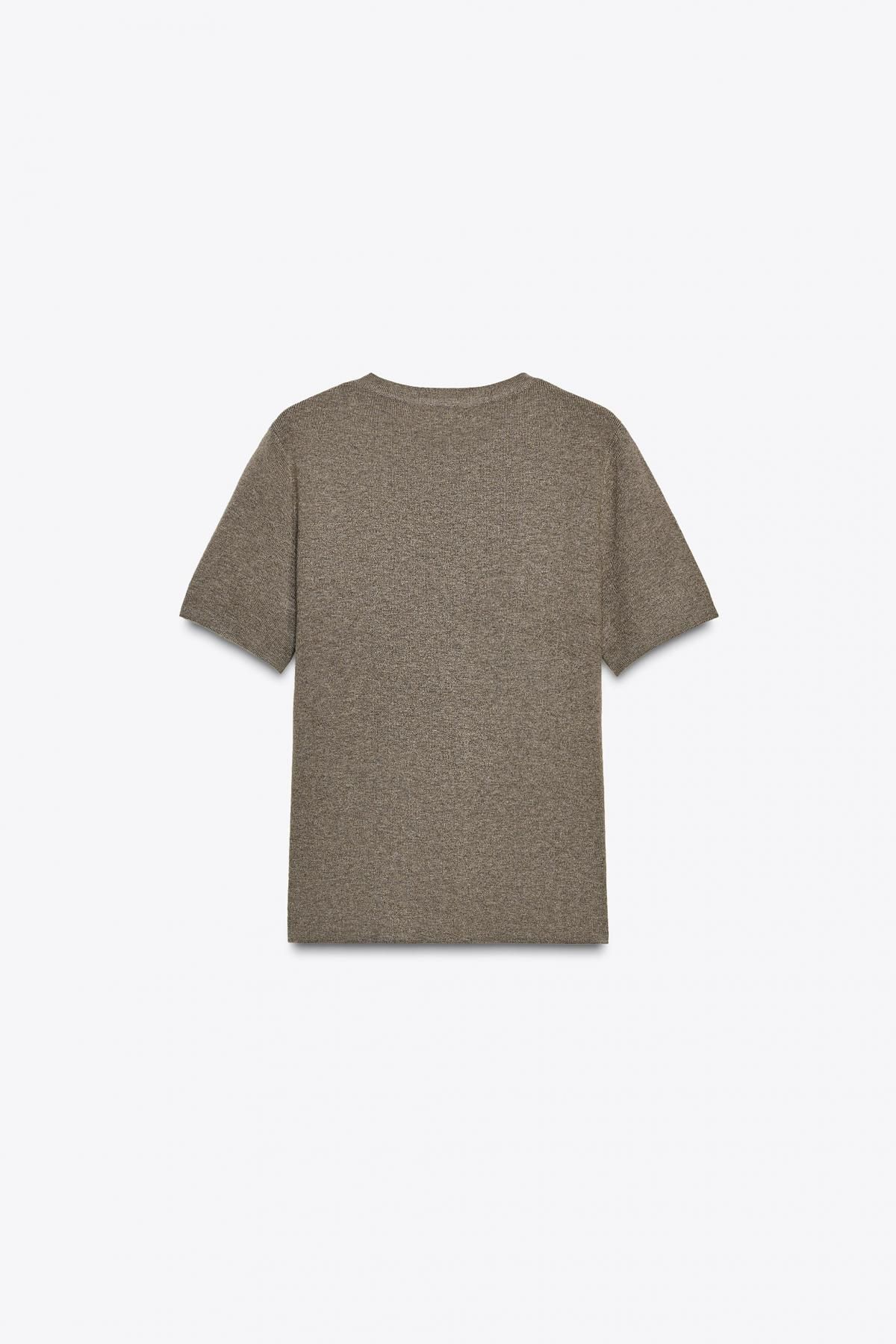 자라 소프트터치 라운드넥 반팔 니트 탑 5755/130 TAUPE GREY - 상세 이미지 4