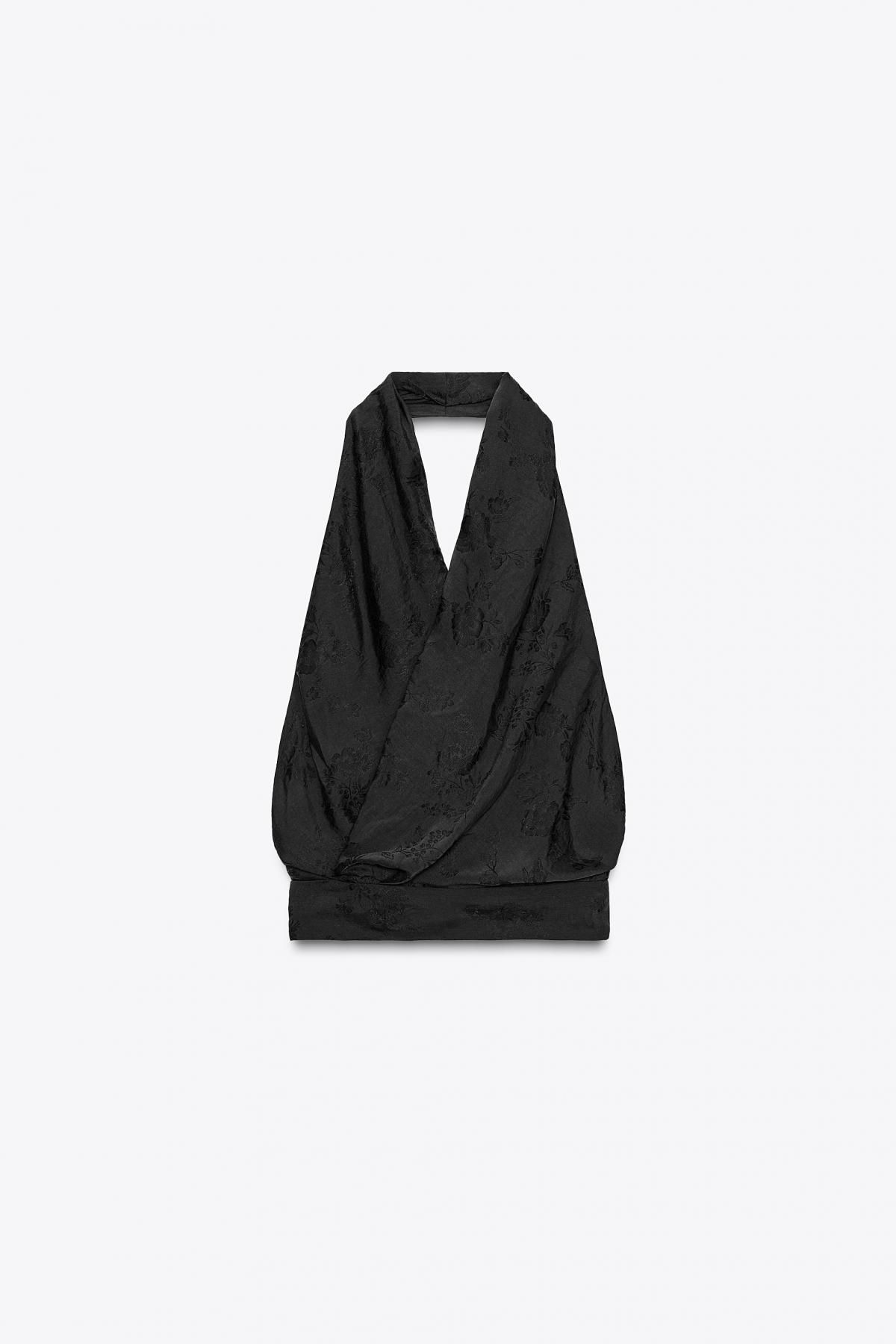 자라 플로럴 자카드 백리스 크로스 홀터넥 탑 2731/264 BLACK - 메인 이미지