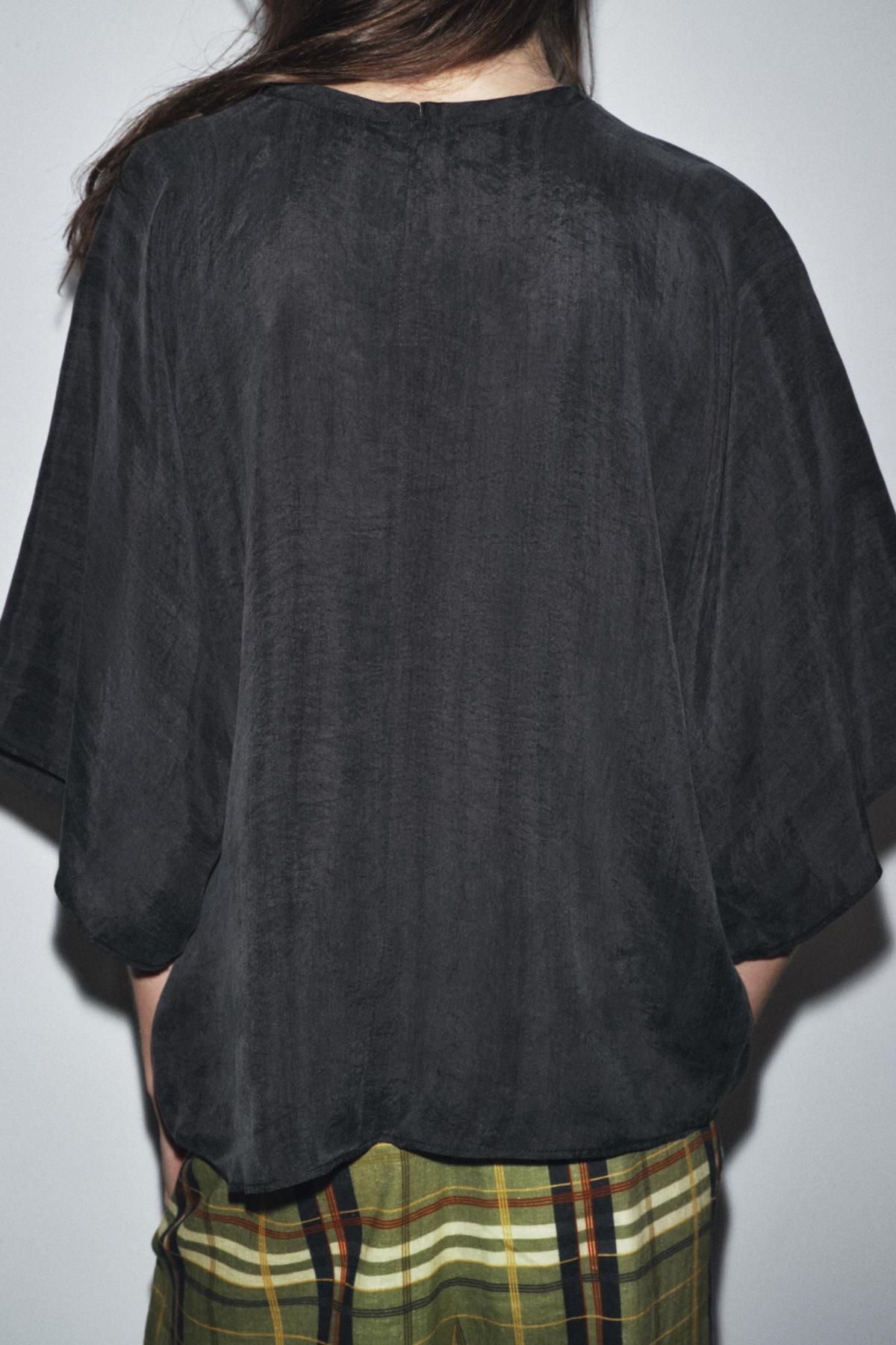 자라 라운드넥 릴렉스핏 반팔 니트 탑 8250/291 GREY MARL - 상세 이미지 4