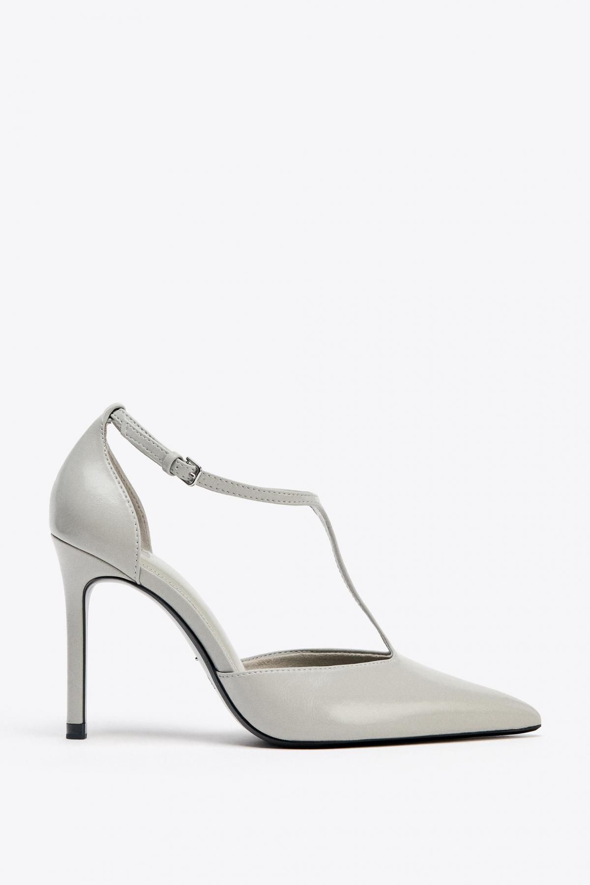 자라 크랙 텍스처 스트랩 하이힐 슈즈 1233/610 LIGHT GREY - 메인 이미지