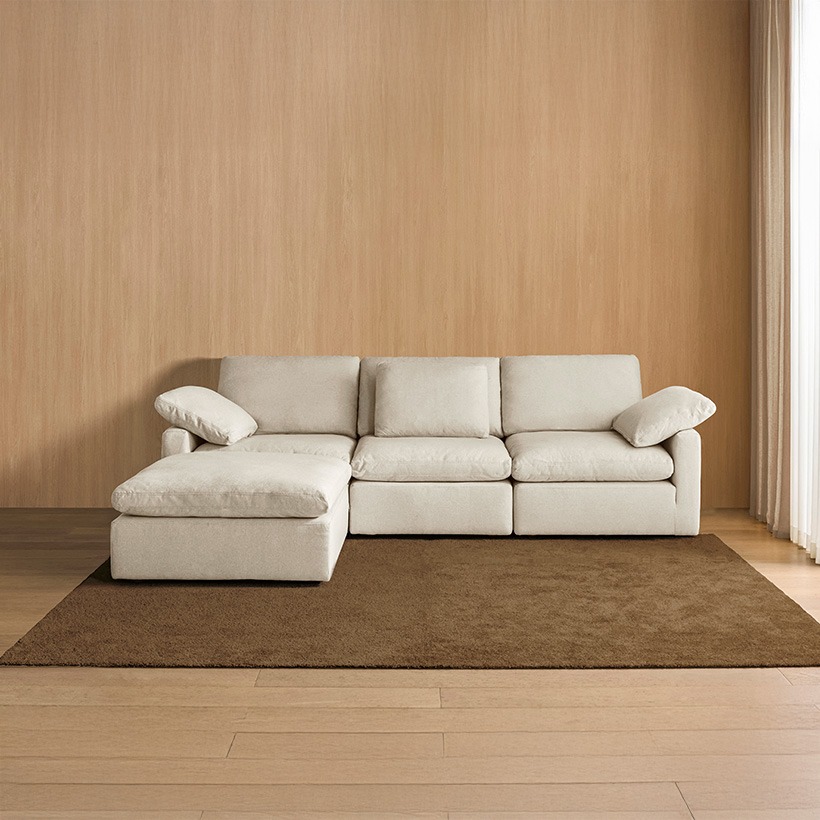 까사미아 캄포 구스30 슬림 소파 스툴포함, 아이보리, 4인용