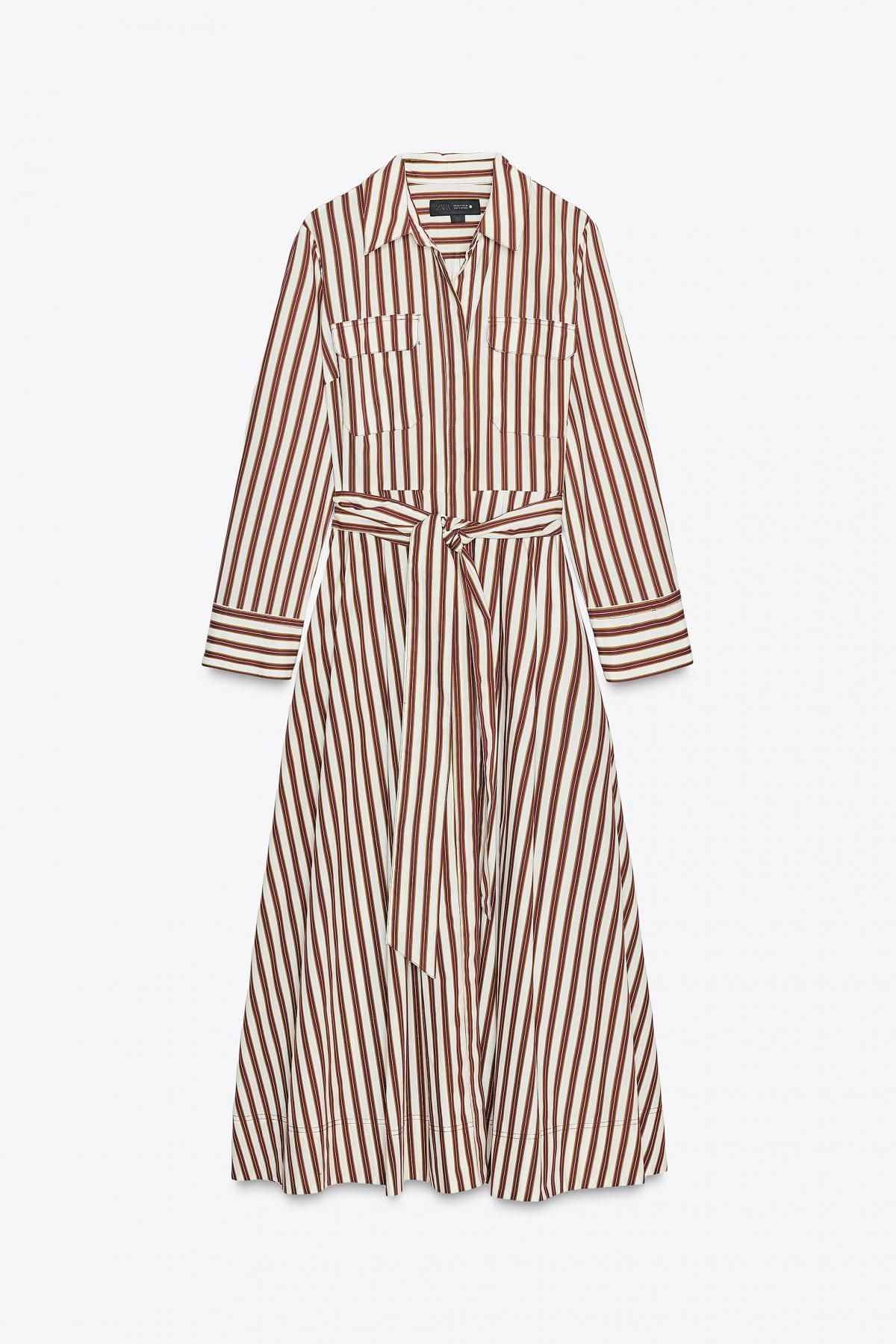 자라 스트라이프 코튼 벨트 미디 셔츠 원피스 8622/056 STRIPED - 메인 이미지