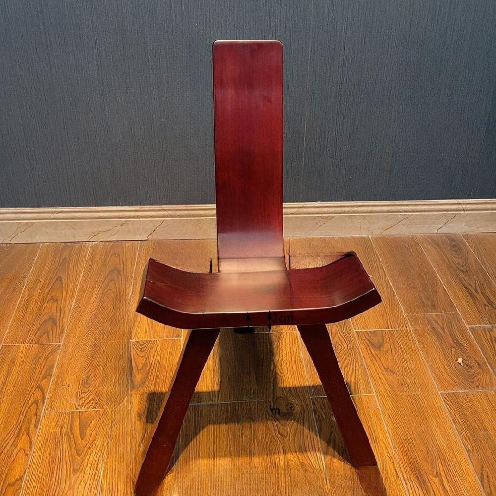 원목 스툴 낮은 등받이 의자 인테리어 빈티지 모던 사각 디자인 카페 화장대 배나무 40cm - 상세 이미지 3