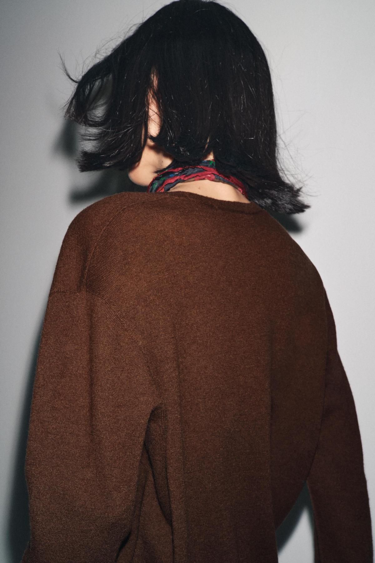 자라 프리미엄 브라운 100 울 브이넥 니트 스웨터 9598/106 BROWN - 상세 이미지 4