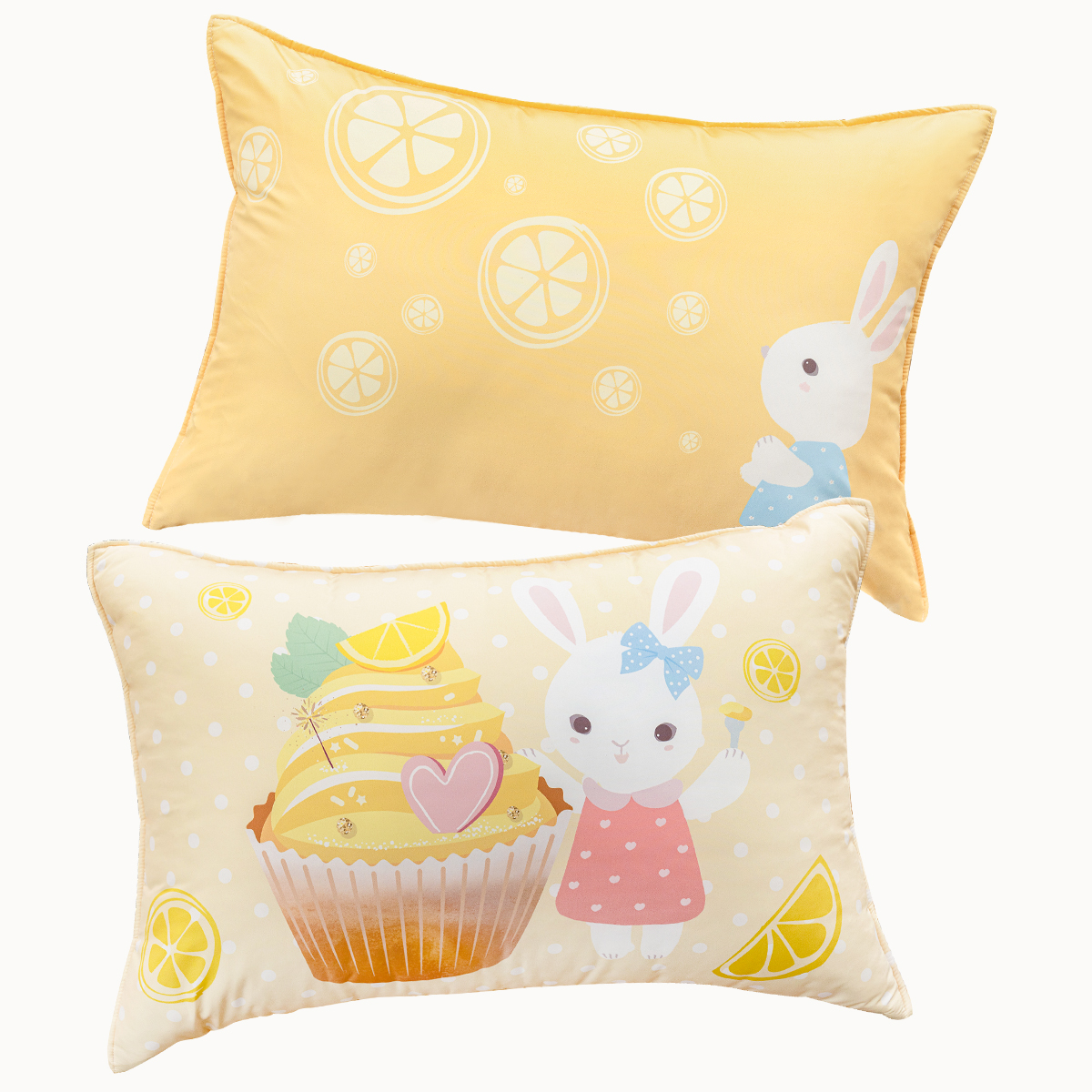 알러지케어 캐릭터 누빔 키즈베개커버 Summer 에이미 레몬 (토끼), 40x60cm