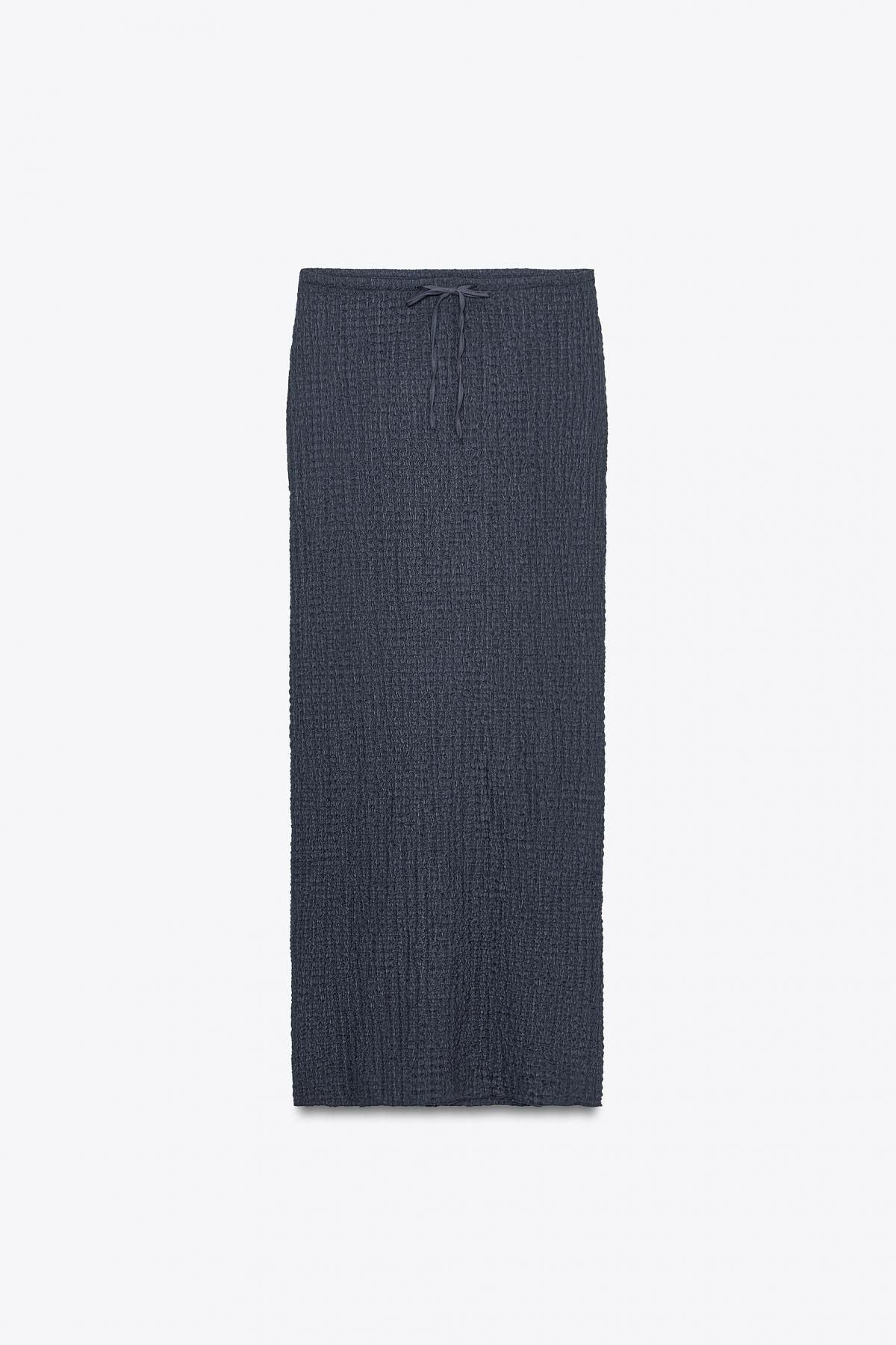 자라 텍스처 하이웨이스트 미디 스커트 5039/839 CHARCOAL GREY - 메인 이미지