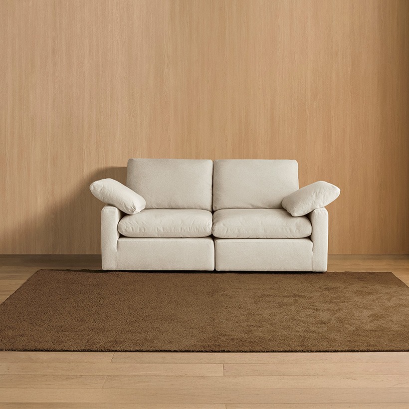 까사미아 캄포 구스30 슬림 소파 스툴미포함, 아이보리, 3인용