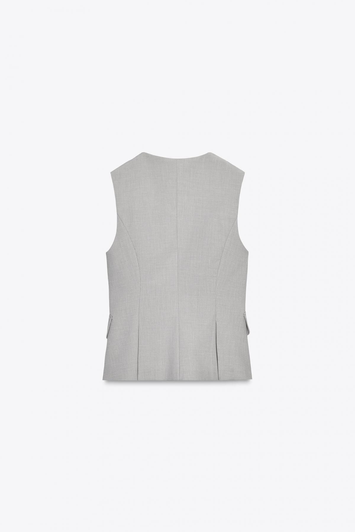 자라 테일러드 브이넥 페블럼 민소매 베스트 2180/131 PEARL GREY - 상세 이미지 5