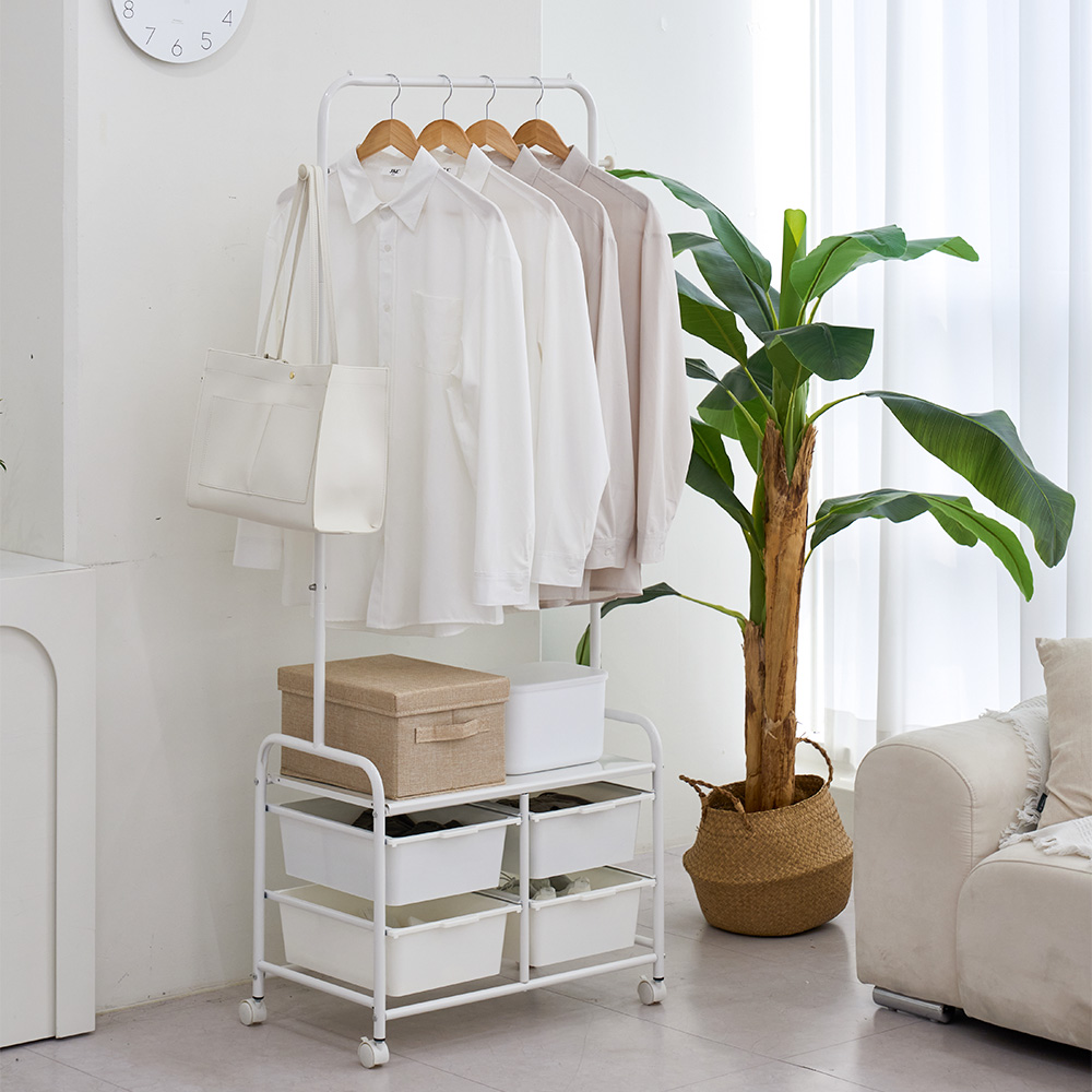 무베즈 서랍형 이동식행거 2단 드레스룸 스탠드 옷걸이 행거