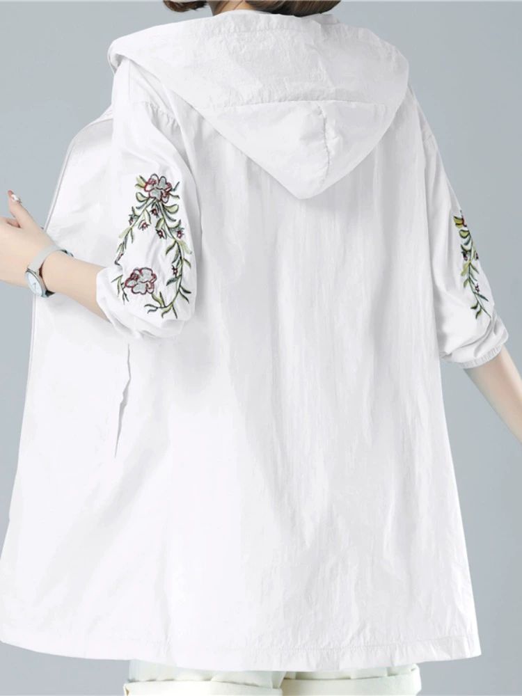 엄마바람막이 여성 아우터 여름 할머니 얇은 야상 콩그린 2XL - 상세 이미지 2