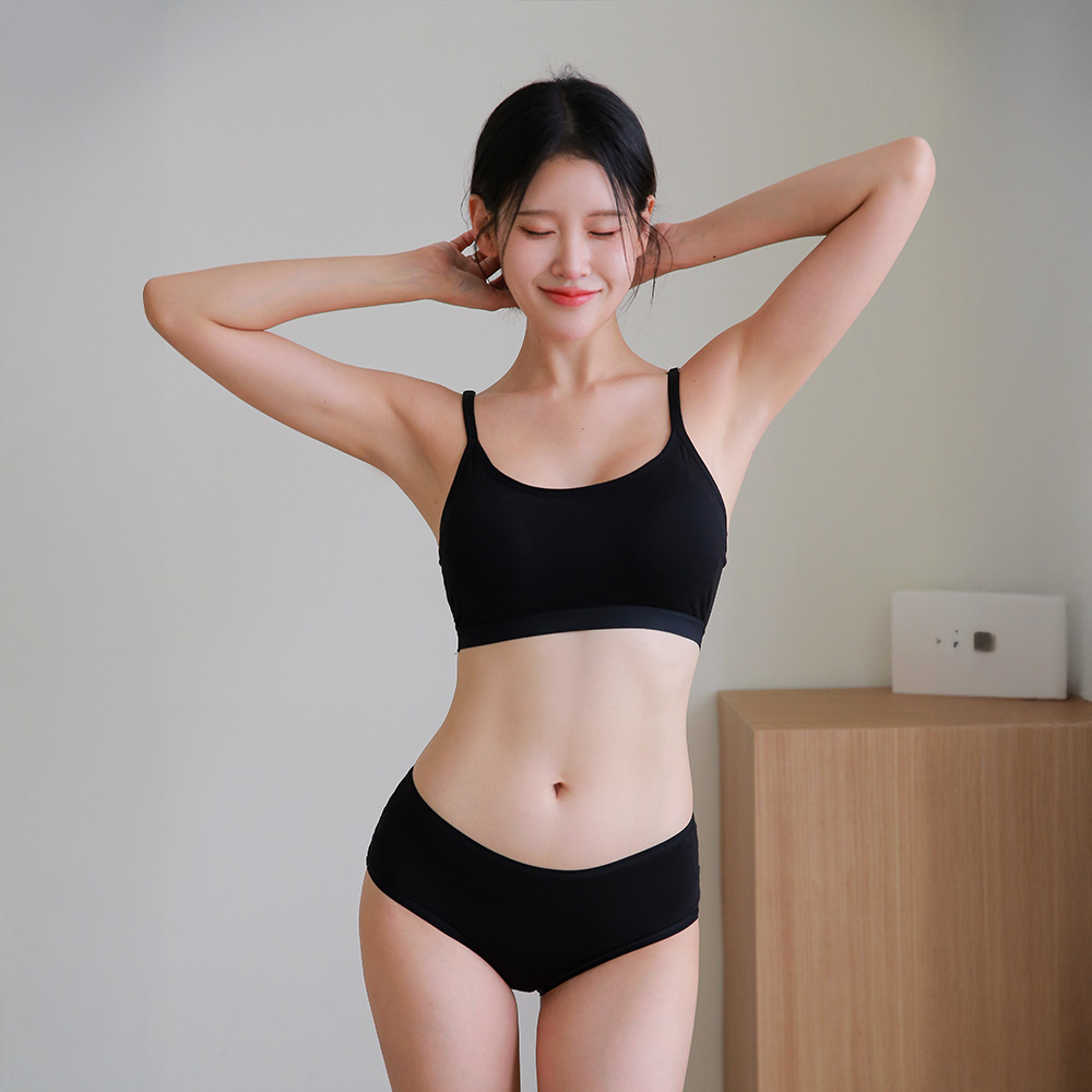 DDO 여성 속옷세트 편한 노와이어 여자 언더웨어 심리스 브라팬티세트 블랙, 90, 1장 - 메인 이미지