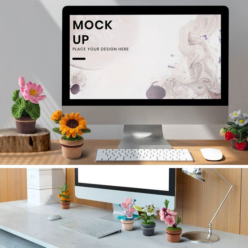 꽃 화분 DIY 공예 데스크 키트 미니 모루 선인장 장식품 9.9 해바라기 소형 화분 재료 세트 - 상세 이미지 4