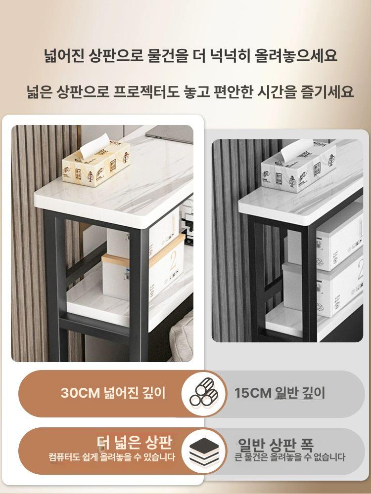 좁고 긴테이블 창가 폭좁은테이블 협탁 소파뒤 홈바 단층 100x20cm 화이트 대리석 A - 상세 이미지 4