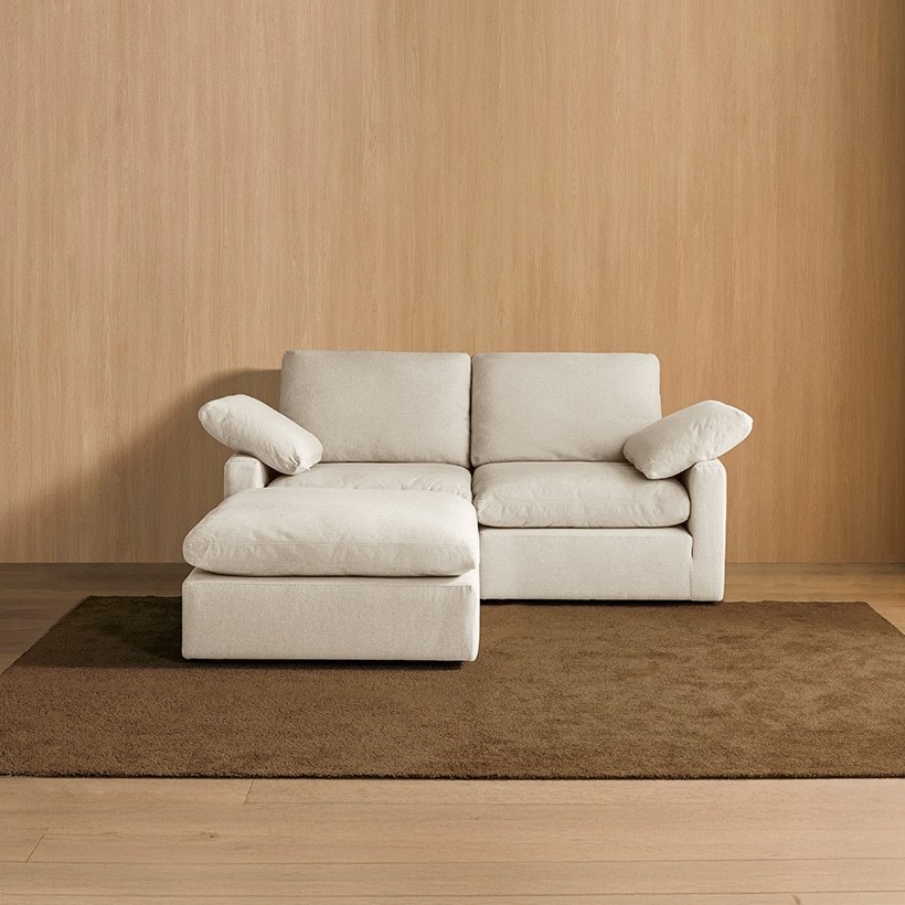 까사미아 캄포 구스30 슬림 소파 스툴포함, 아이보리, 3인용