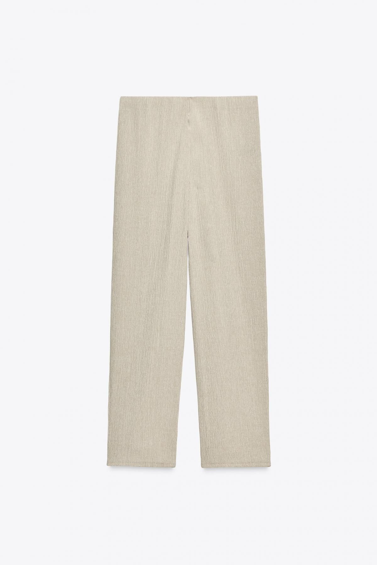 자라 텍스처 미드웨이스트 와이드 배기 팬츠 5039/823 SEA GREEN - 메인 이미지