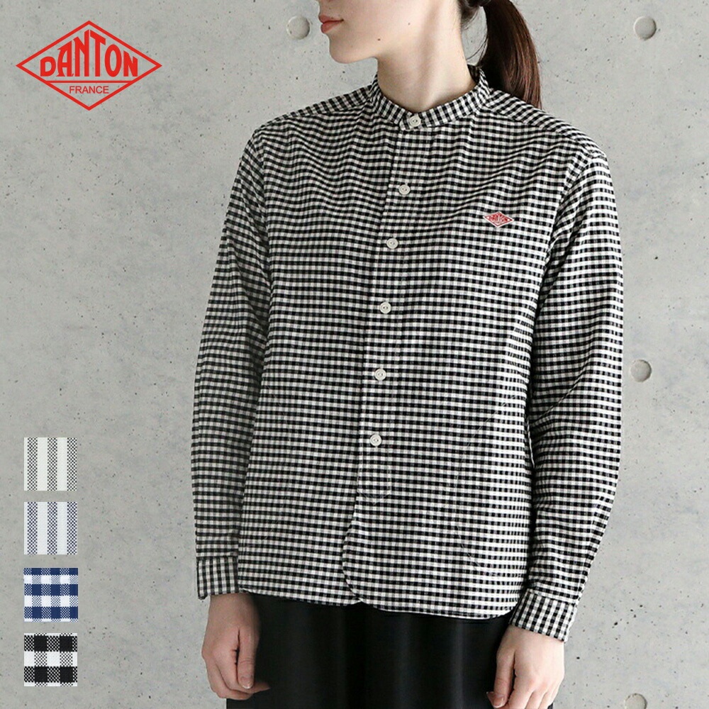 단톤 여성 옥스포드 밴드카라 긴팔셔츠 25FW DT-B0279OXP 36 블랙/에크루 - 메인 이미지