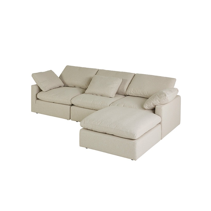 까사미아 캄포 구스30 슬림 소파 스툴포함, 아이보리, 4인용