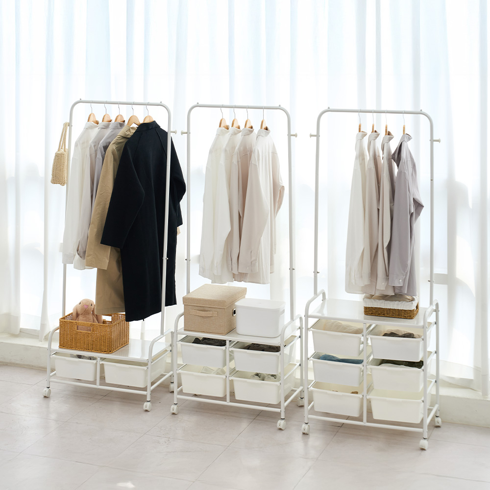 무베즈 서랍형 이동식행거 2단 드레스룸 스탠드 옷걸이 행거