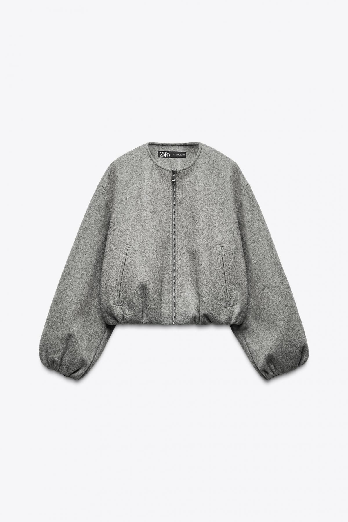 자라 소프트 라운드넥 집업 봄버 재킷 3046/264 GREY - 메인 이미지