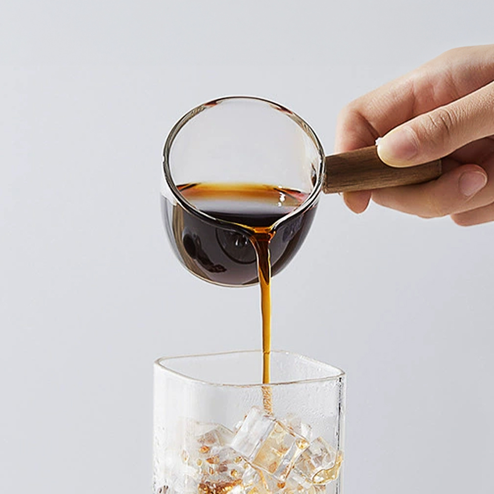 칼딘 우드 핸들 에스프레소 샷잔 글라스 50ml, 1개