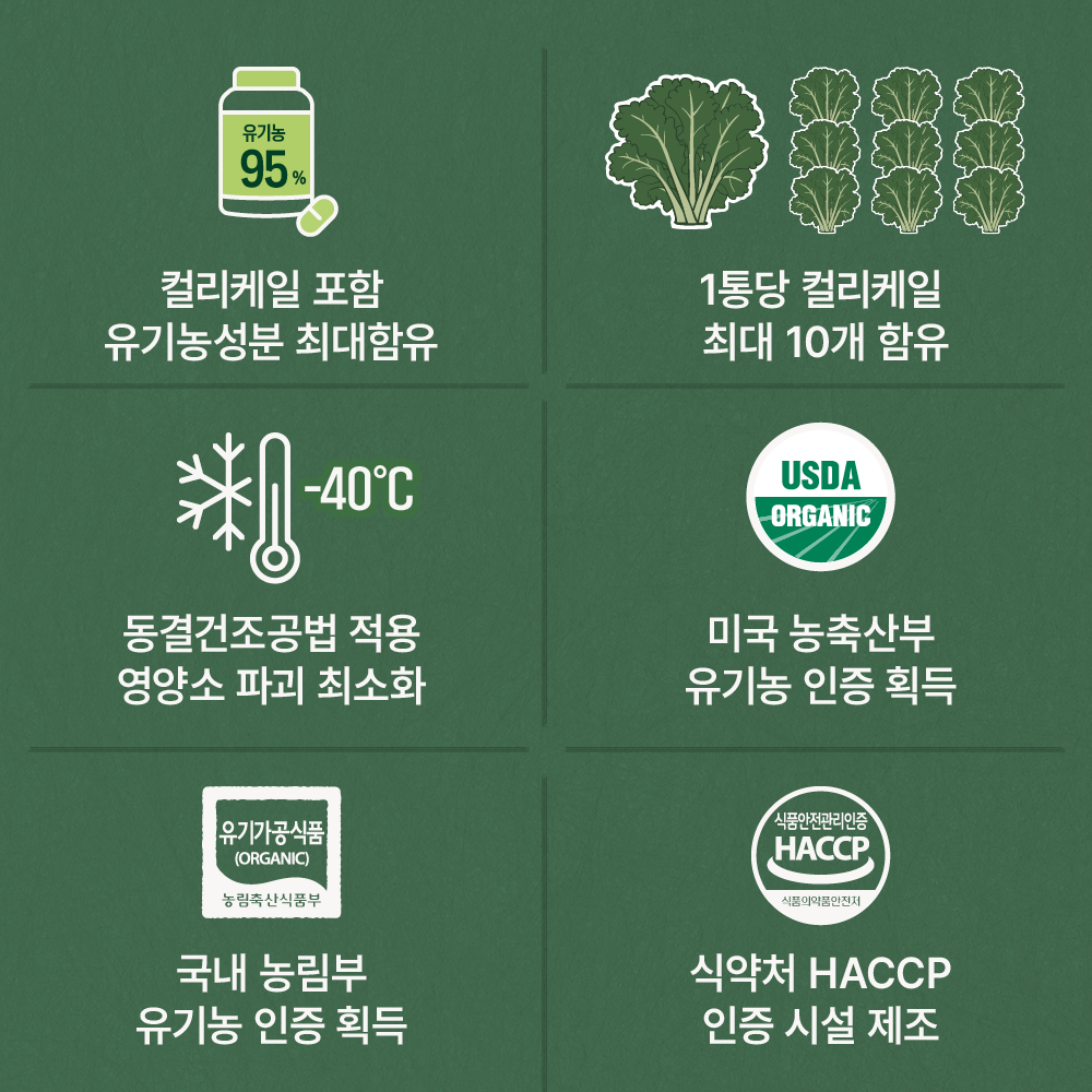 에너베라 유기농 컬리케일 동결건조 곱슬 케일 분말 60정 2개 - 상세 이미지 4