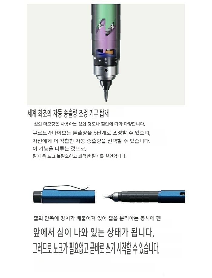 미쓰비시 쿠루토가 다이브 자동 필압 조절 샤프 0.5mm M5-5000 1P - 상세 이미지 5