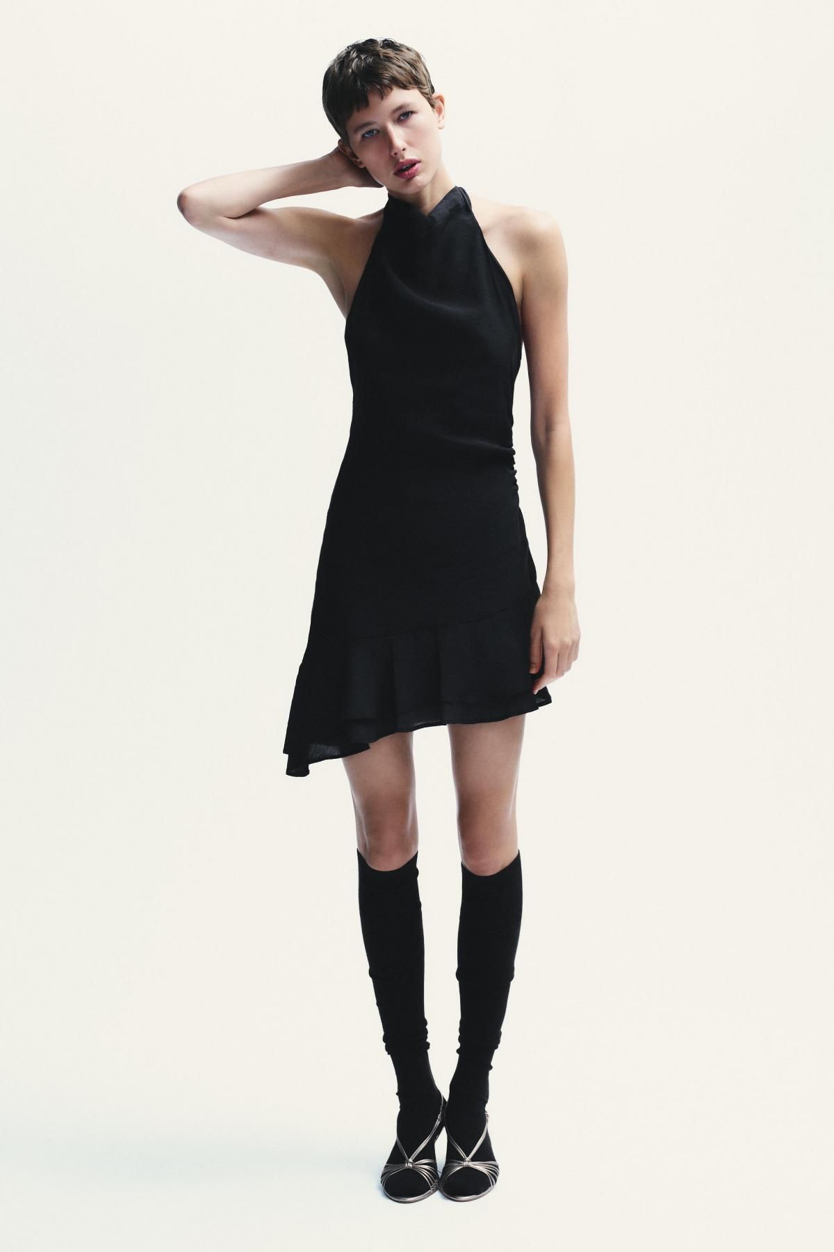 자라 시크 홀터넥 비대칭 미니 원피스 3067/252 BLACK - 상세 이미지 2